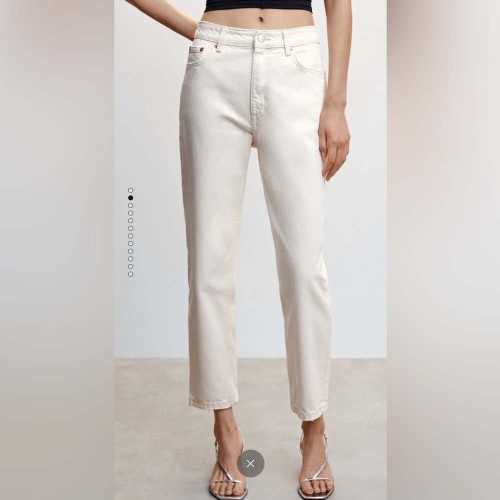 Mango Ecru High Waisted Mom Jeans